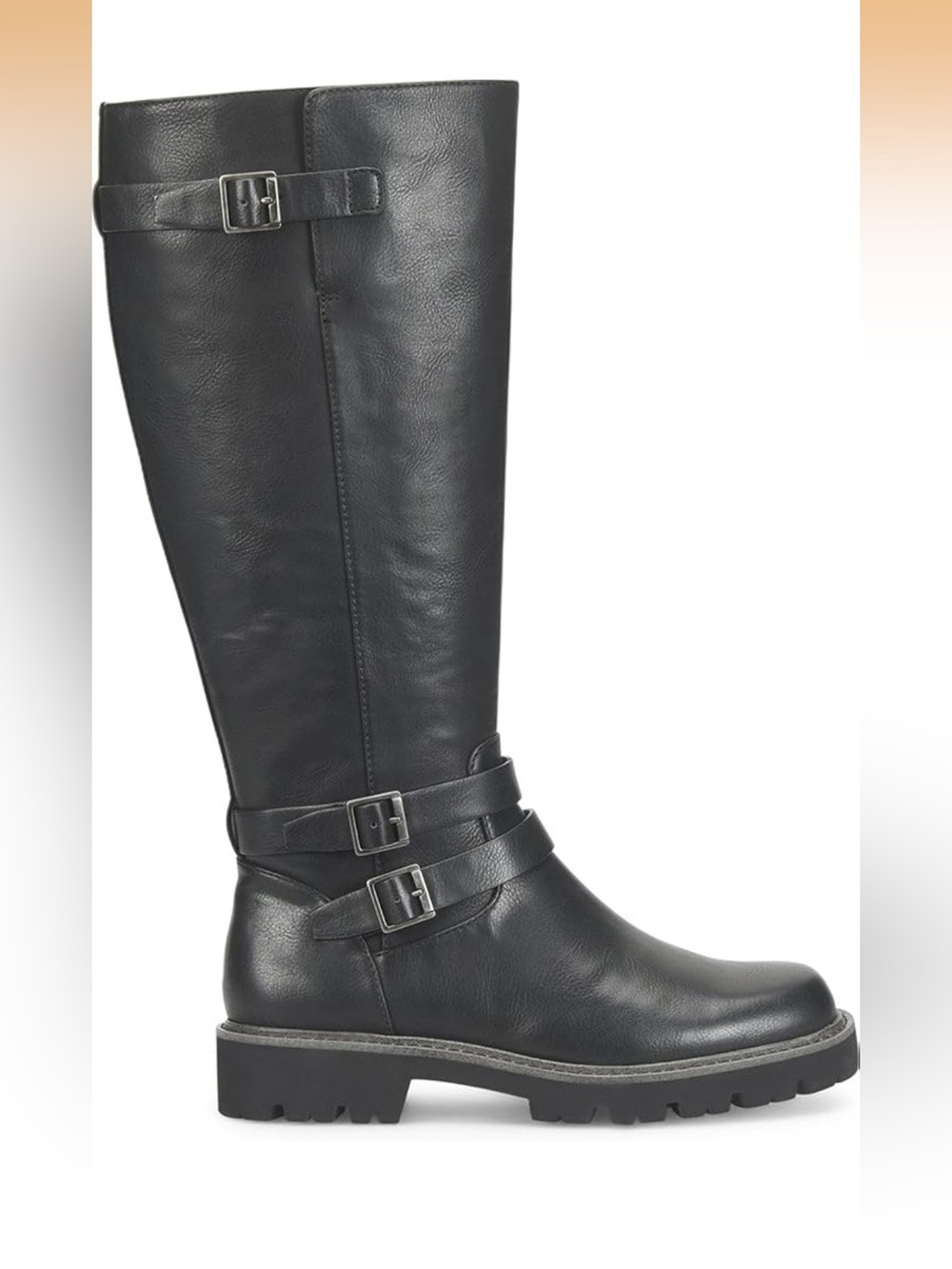 Kork Classic Black  Knee-High Riding Boot with Buckle Detail Size 7